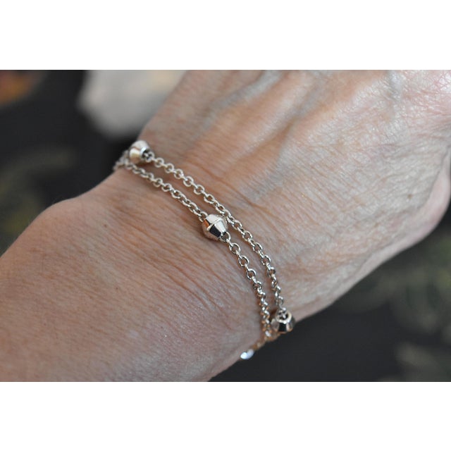 Tiffany & Co. Sterling Silver 'Barrel Bead' Station Double Strand Bracelet 7" Retired For Sale - Image 14 of 14