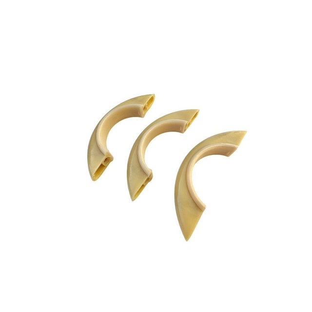 Mid Century Creme & Ivory Trim Bakelite Bridge Drawer Pulls Set of 12 For Sale - Image 4 of 7