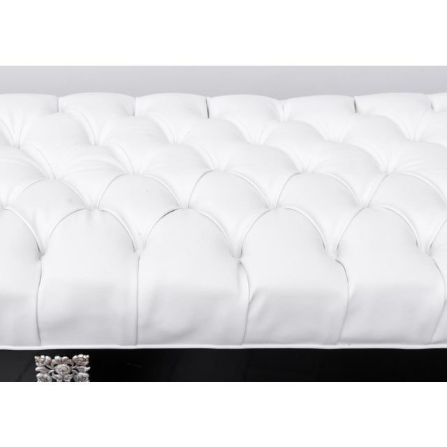 Hollywood Glam White Faux Leather Tufted Bench Chairish