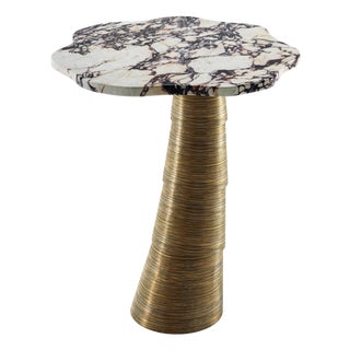 Palm Side Table in Calacatta Viola Marble and Brass by InsidherLand For Sale