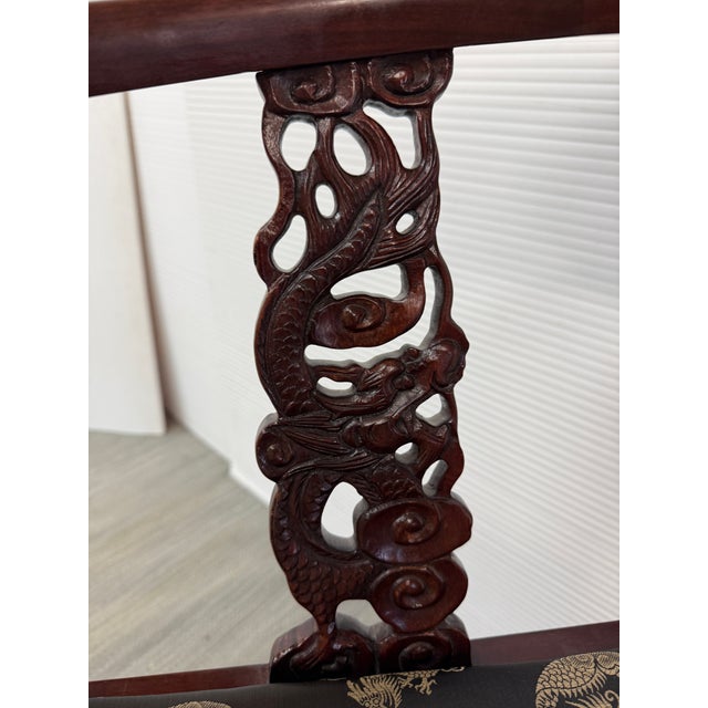Oriental Hand Carved Corner Armchair For Sale - Image 10 of 12