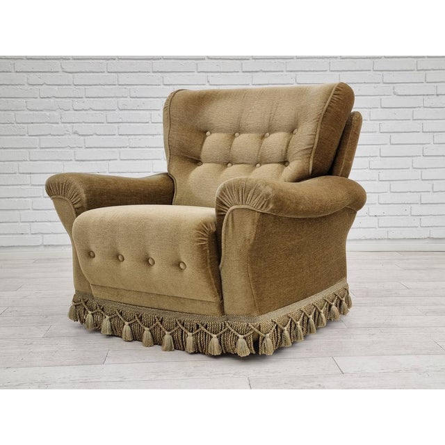 Metal Danish Velour Club Chair, 1970s For Sale - Image 7 of 18