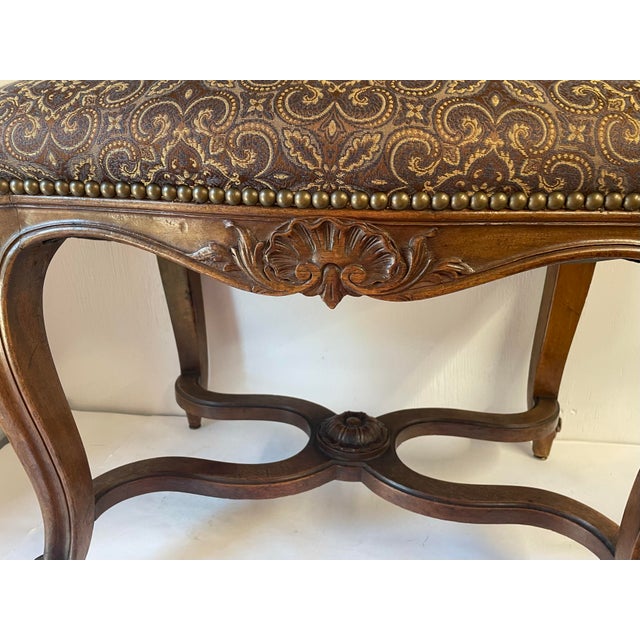French Carved Wood Upholstered Bench For Sale In Dallas - Image 6 of 10