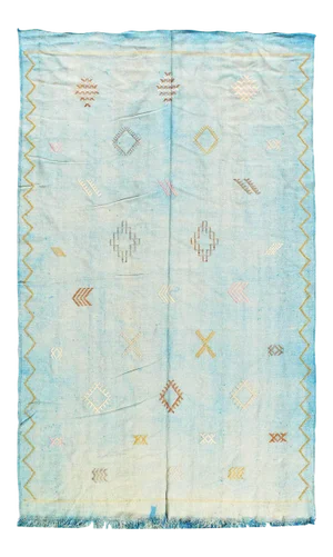 1970s Vintage Hand Knotted Flat Weave Moroccan Rug