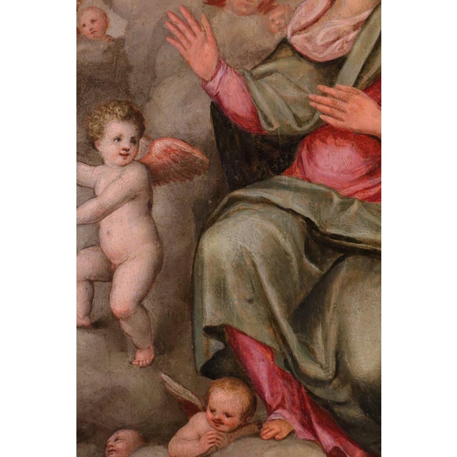 Giovanni Balducci Detto Il Cosci, Madonna in Glory Among the Angels, 1600, Oil on Board For Sale - Image 10 of 14