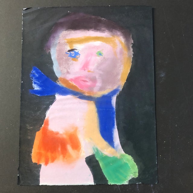 1960s Original 1960’s Robert Cooke Abstract Pastel Portrait Drawing For Sale - Image 5 of 5