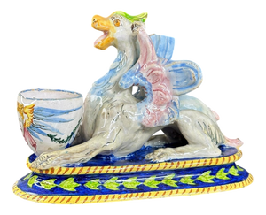 Antique Italian Majolica Dragon Stand, 1890s