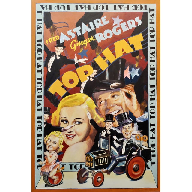 Ralph Massey -Ginger Rogers & Fred Astaire Top Hat - Painting expressionist acrylic painting on wood panel -signed and...