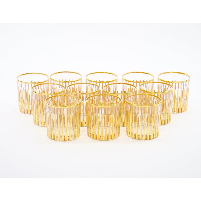 Mid-Century Italian 24k Gilt Gold-Decorated Whiskey / Scotch Lowball Glass Set For Sale - Image 14 of 14