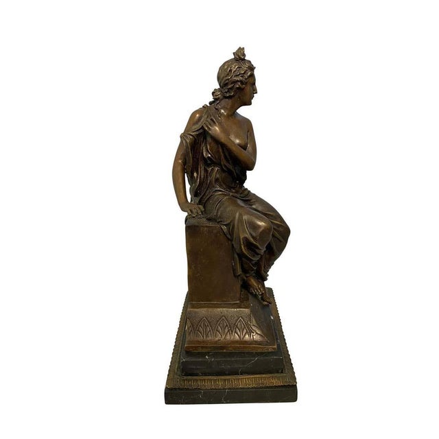 Neoclassical Style Bronze Lady on Detailed Plinth Base, 20th Century For Sale - Image 6 of 9