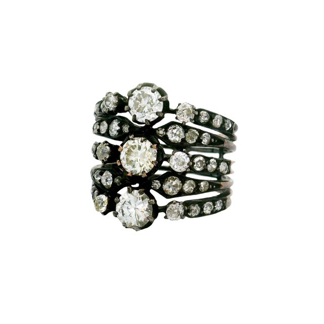 Late 19th Century Antique Diamond 14k Gold Ring, Size 7.25 For Sale - Image 4 of 6