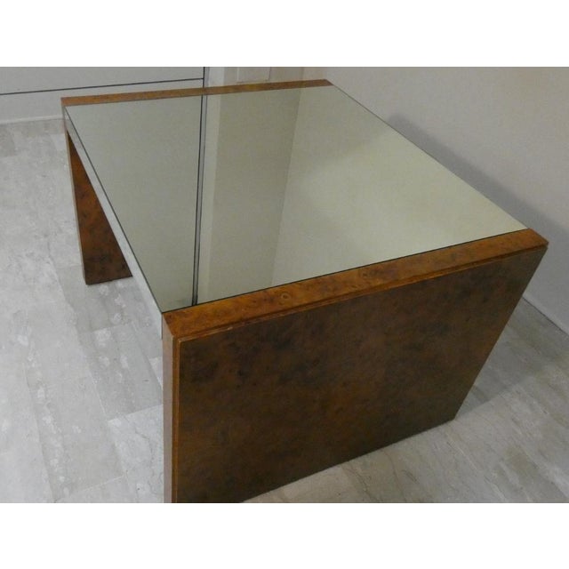 Wood Italian Briar Wood and Mirror Coffee Table, 1970s For Sale - Image 7 of 10