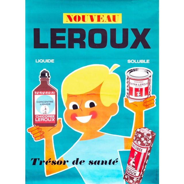 1950s Original French Chicory Poster, Chicoree Leroux For Sale