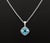 Contemporary 14k White Gold Blue Topaz Diamond Pendant Necklace For Sale - Image 3 of 8