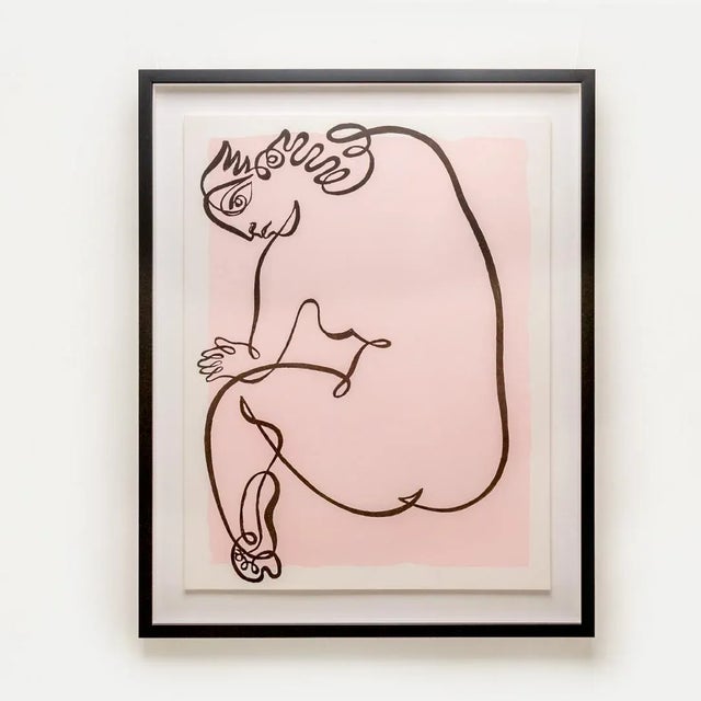 Vintage Figurative Black Line Print by Jean Negulesco, Pink For Sale In Los Angeles - Image 6 of 6