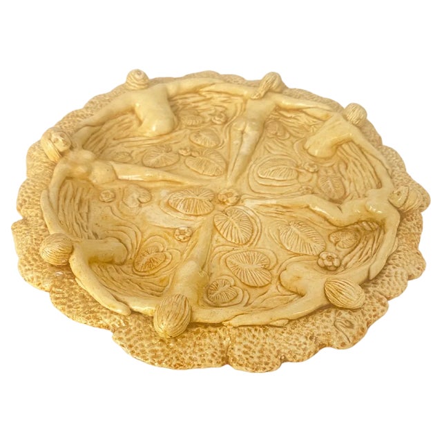 Ceramic Vide Poche with Sculpted Female, France, 1950s For Sale