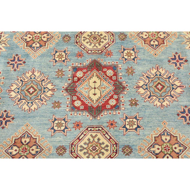2020s Kazak Rug 8'5'' X 9'7'' Blue Wool Tribal Hand-Knotted Oriental Carpet For Sale - Image 5 of 12