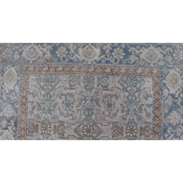 Elegant Antique Bidjar Rug With Subtle Floral Motifs and Soft Blue and Beige Palette For Sale In Atlanta - Image 6 of 10