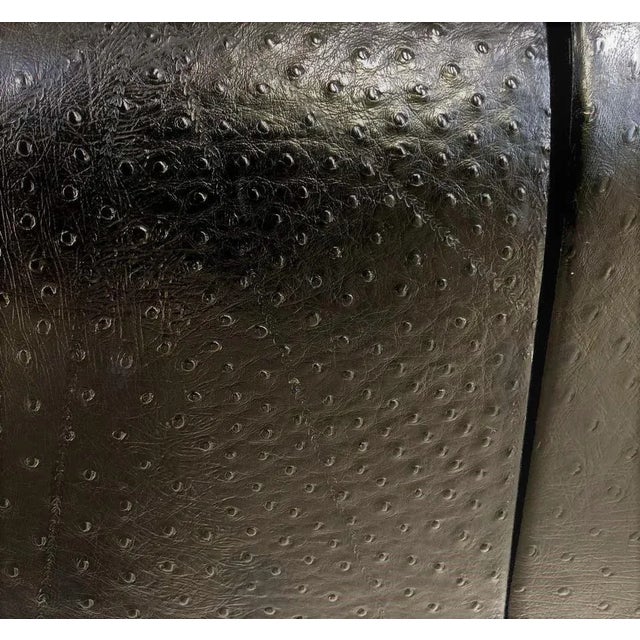 Metal Art Deco Style Maitland-Smith Faux Ostrich Leather Writing Desk For Sale - Image 7 of 11