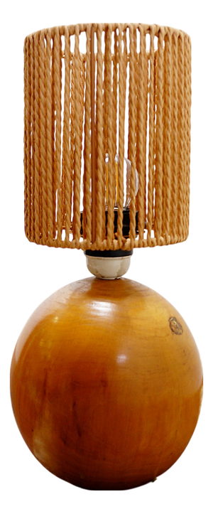 Vintage Bohemian Table Lamp in Wood and Rope, 1970s