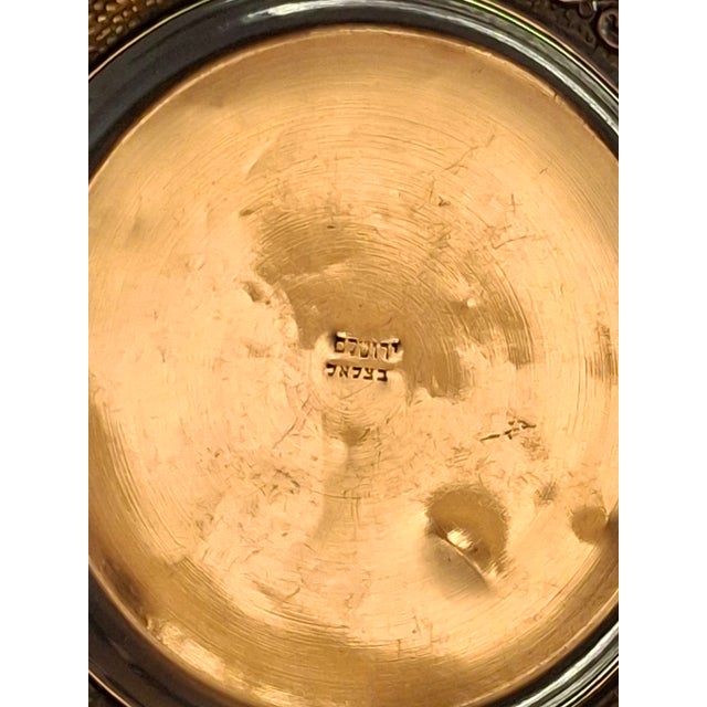 Antique Bezalel Jerusalem Sterling Silver Kiddush Cup Saucer Plate Judaica 925 For Sale - Image 11 of 14