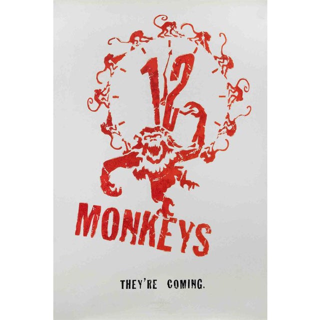 12 Monkeys Movie Poster, Stencil-Style, USA, 1990s, Rolled For Sale