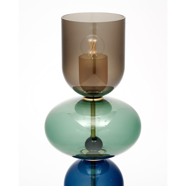 Blue Murano Glass Ettore Sottsass Style Urn Lamps For Sale - Image 8 of 9