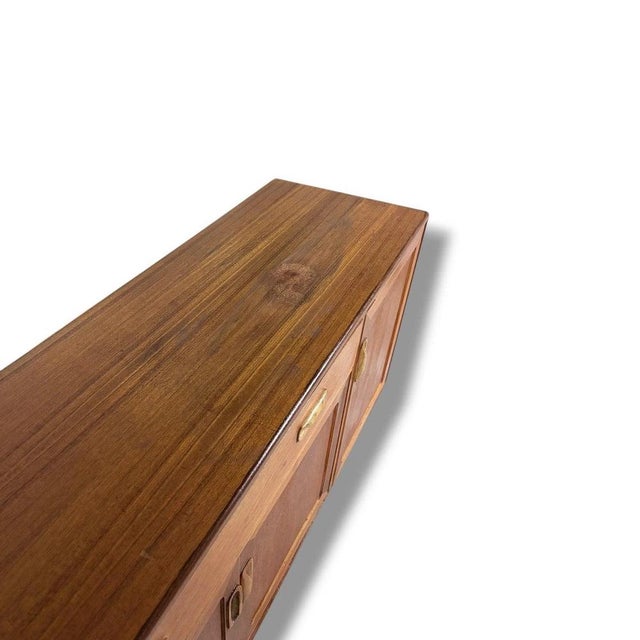 Brown Mid-Century Modern Teak Sideboard with Handles, 1970s For Sale - Image 8 of 9