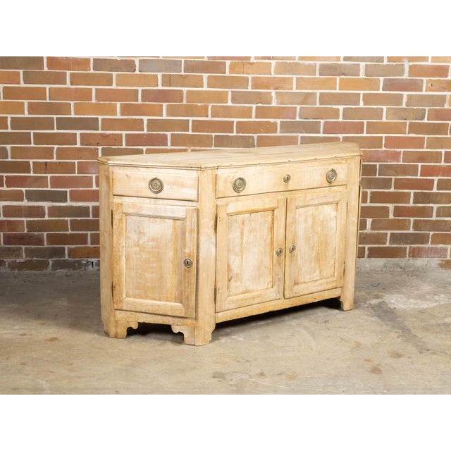 Beige Italian Early 19th Century Bleached Credenza with Canted Sides Doors and Drawers For Sale - Image 8 of 12