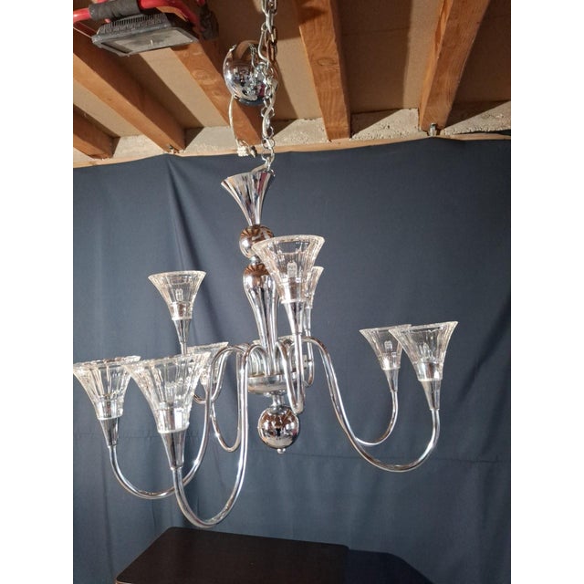 Vintage Chandelier in Chrome Metal and Thick Glass, 1960s For Sale - Image 9 of 9