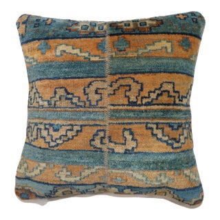 Zabihi Collection Indian Blue Gold Rug Pillow For Sale