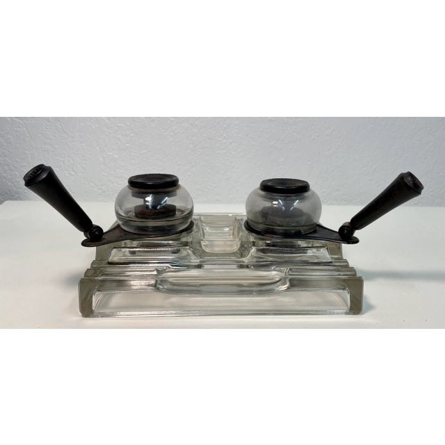 Awesome Antique Art Deco Sengbusch Self Closing Ink Stand # 321 With Bakelite Fountain Pen Holders- Made in Milwaukee, WI,...