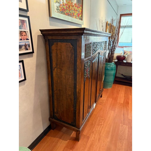 Mid 20th Century Hand-Carved Wooden Cabinet / Hutch – Indonesian Style For Sale - Image 4 of 6