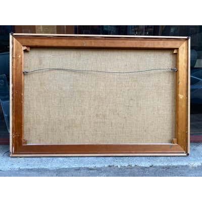 Blue Cityscape Oil Painting, Mid-Century Modern, Signed, Nerfin, 1950s For Sale - Image 8 of 8