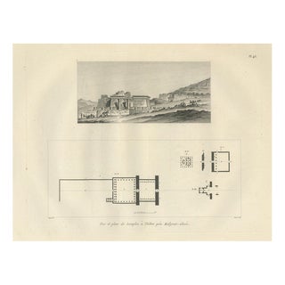 Temple Ruins at Thebes with Architectural Plan, 1802, Paper For Sale