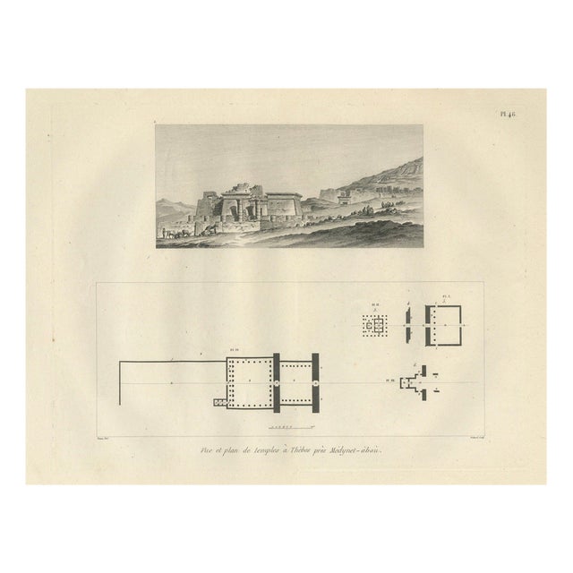 Temple Ruins at Thebes with Architectural Plan, 1802, Paper For Sale