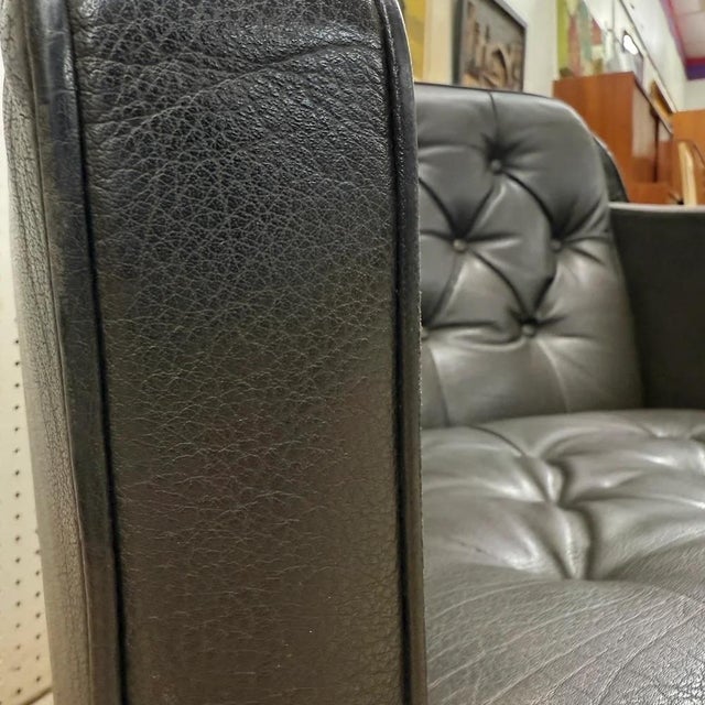 Animal Skin Mid 20th Century Danish Leather Armchairs - Pair For Sale - Image 7 of 10