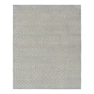 Rug & Kilim’s Modern Block Print Rug in Blue & Gray with Paisley Floral Pattern - 7x9 For Sale