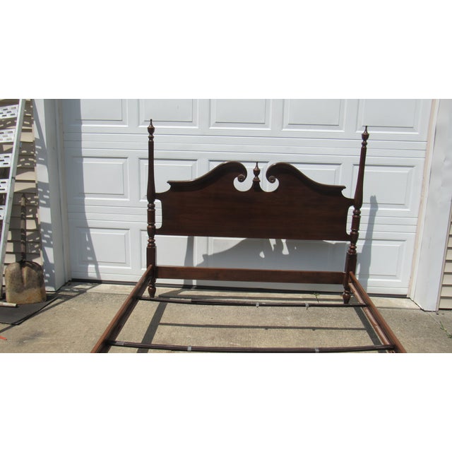 1980s 1980s Ethan Allen Georgian Court Cherry Queen Bed Poster Designer For Sale - Image 5 of 8