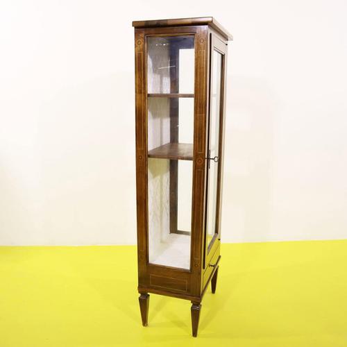 Wooden Display Cabinet with Glass Inserts and Inlays For Sale - Image 12 of 16