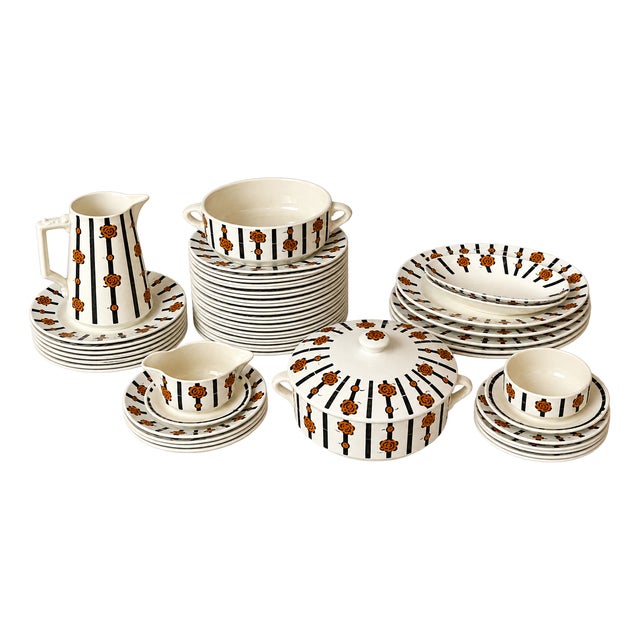 Vintage Art Deco Dinner Service, 1930, Set of 59 For Sale