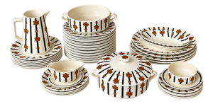 Vintage Art Deco Dinner Service, 1930, Set of 59