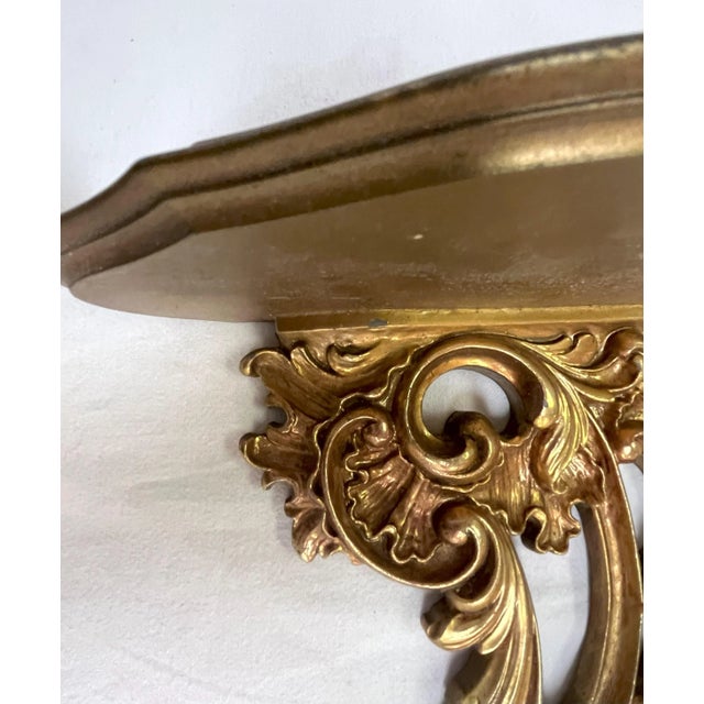 Vintage Italian Rococo Gold Finish Wood Wall Brackets- a Pair For Sale - Image 11 of 12