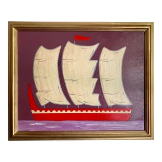 Contemporary Impressionist Style Seascape Painting on Canvas, Framed For Sale