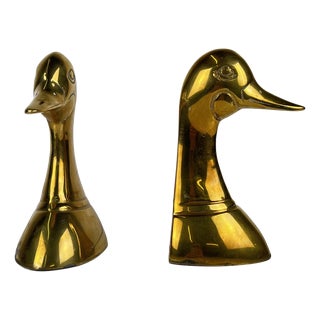Brass Bookends in the shape of a Ducks Head, 1970, Set of 2 For Sale