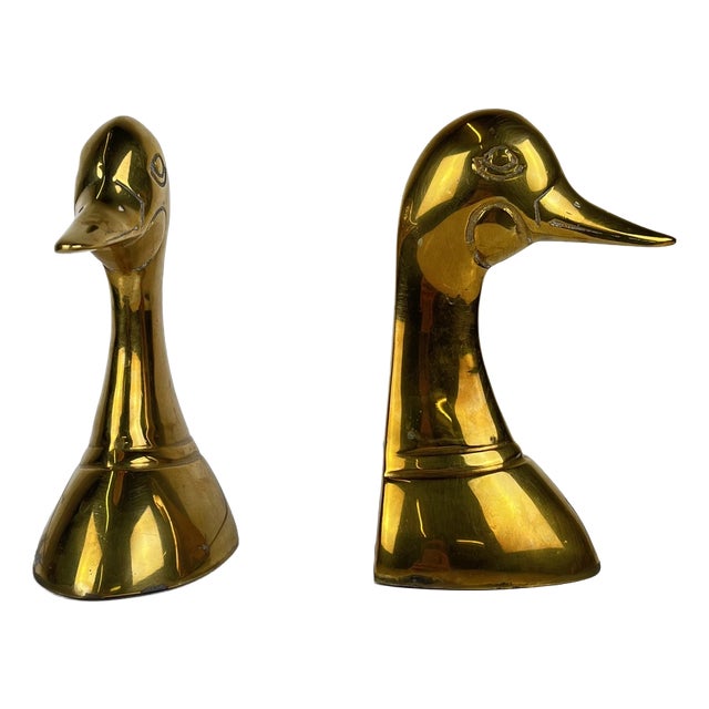 Brass Bookends in the shape of a Ducks Head, 1970, Set of 2 For Sale