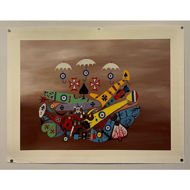 Textile Jonathan Winters, Jonathan Winters Screenprint Canvas Painting Airplane Hollywood Hang Ups Pop Art, 1988 For Sale - Image 7 of 8