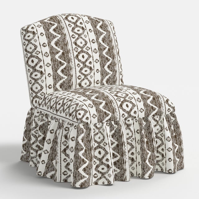 Textile Ashburn Ruffle Slipper Chair in Linny Ikat Brown For Sale - Image 7 of 7