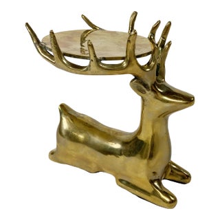 Vintage Brass Stag Deer Candle Holder For Sale