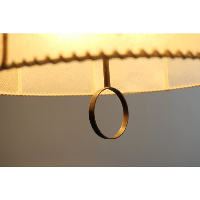 Metal Minimalist Brutalist Swing Arm Pendant Lamp in Parchment, 1960s For Sale - Image 7 of 11